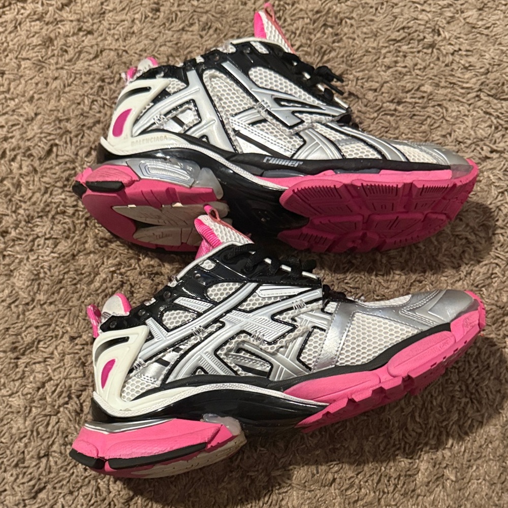 Balenciaga Athletic Shoes in Silver, Black, and Pink